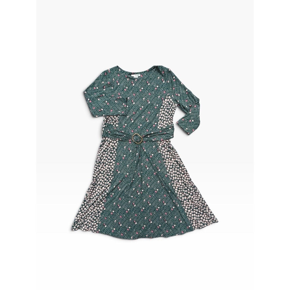 Boden Green Floral Midi Dress US 14 Hodgepodge Lagenlook Minimal Core *Altered